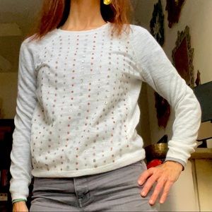 J. Crew Cream Sweater with Gold Sequins